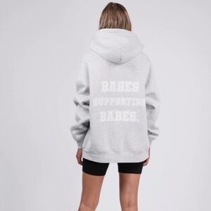 BRUNETTE THE LABEL The "BABES SUPPORTING BABES" Big Sister Hoodie | Pebble Grey
